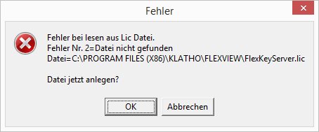 Fehlende Lizenzdatei